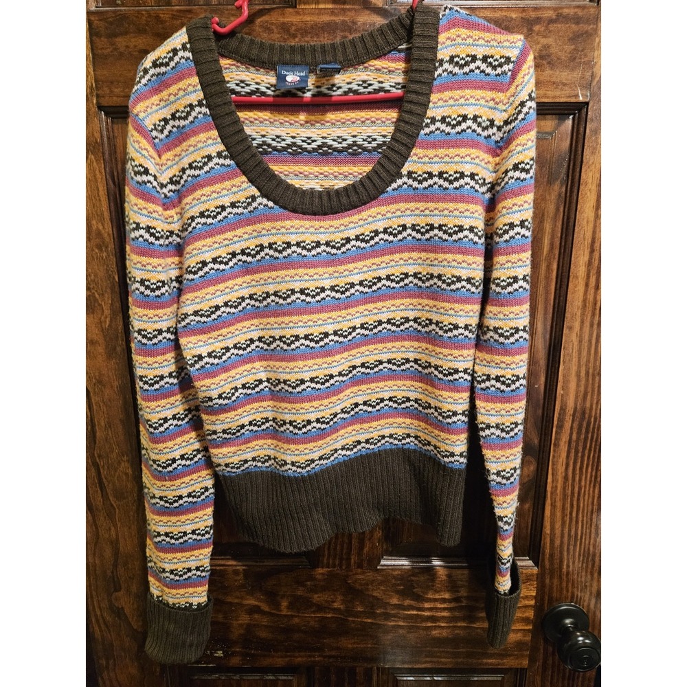 Vintage Duck Head Jeans Co Y2K Grandma Core Knit Sweater Hippie Multicolor XL